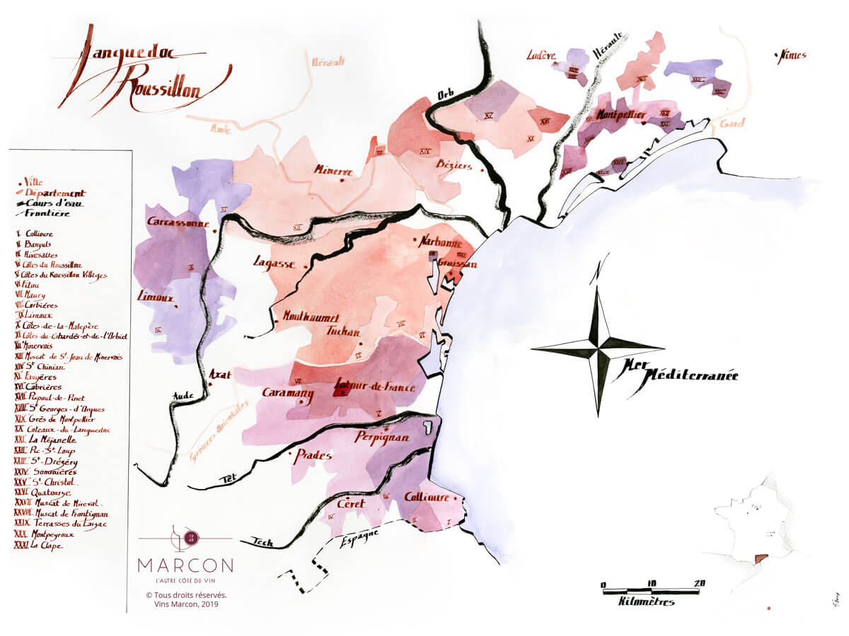 Vignoble du Roussillon réalisé par les Vins Marcon