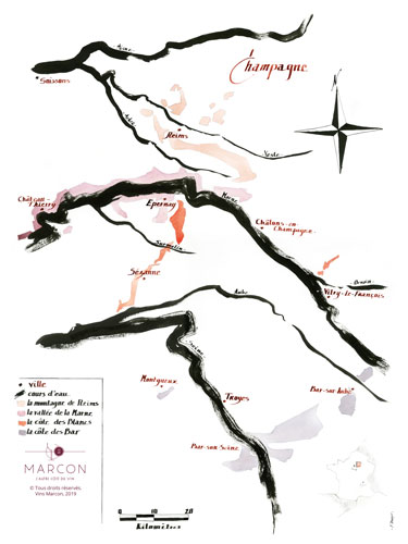 © Vins Marcon - Carte viticole de la Champagne